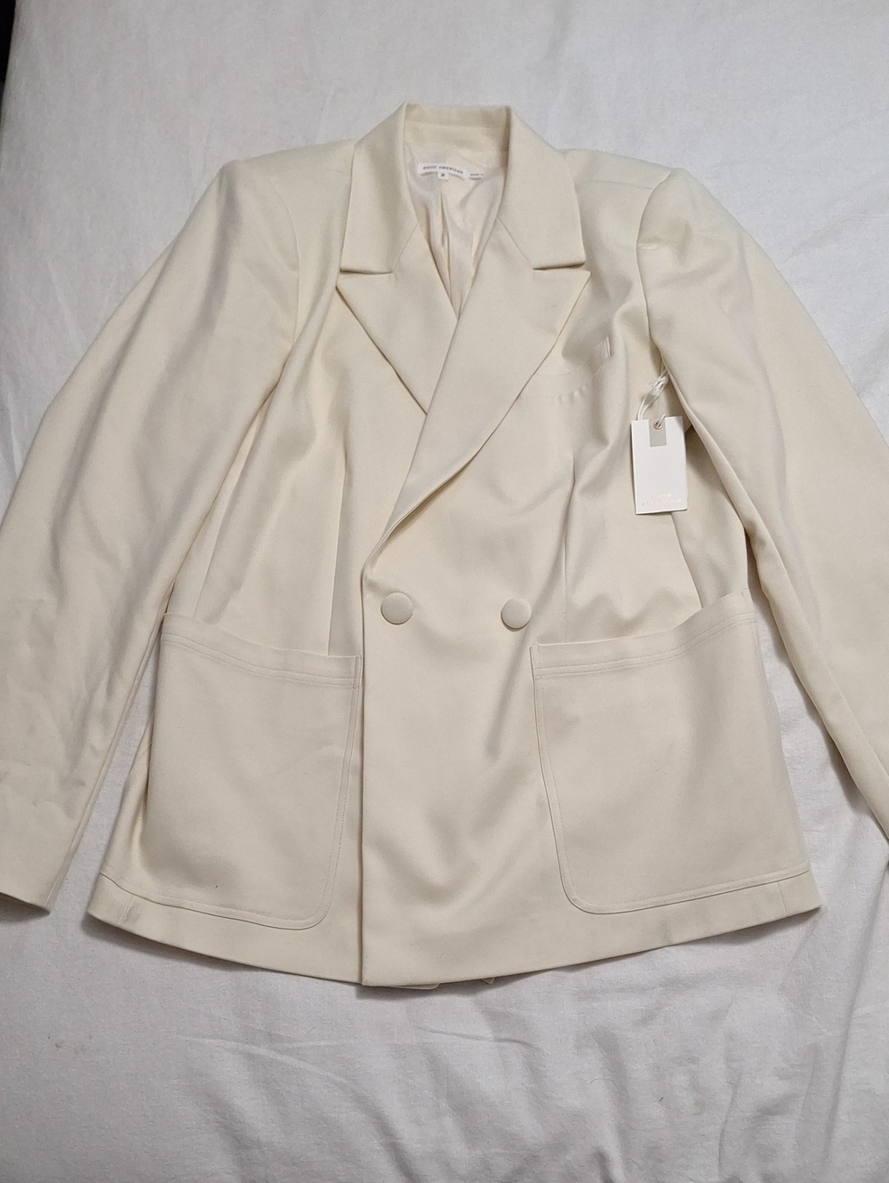 NWT Good American Double-Breasted Cream Blazer